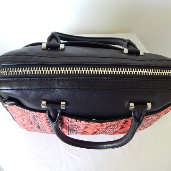 MILLY Black Lambskin Dome Coral Watersnake Panel Embellished LG Satchel Bag NWT - Picture 13 of 16